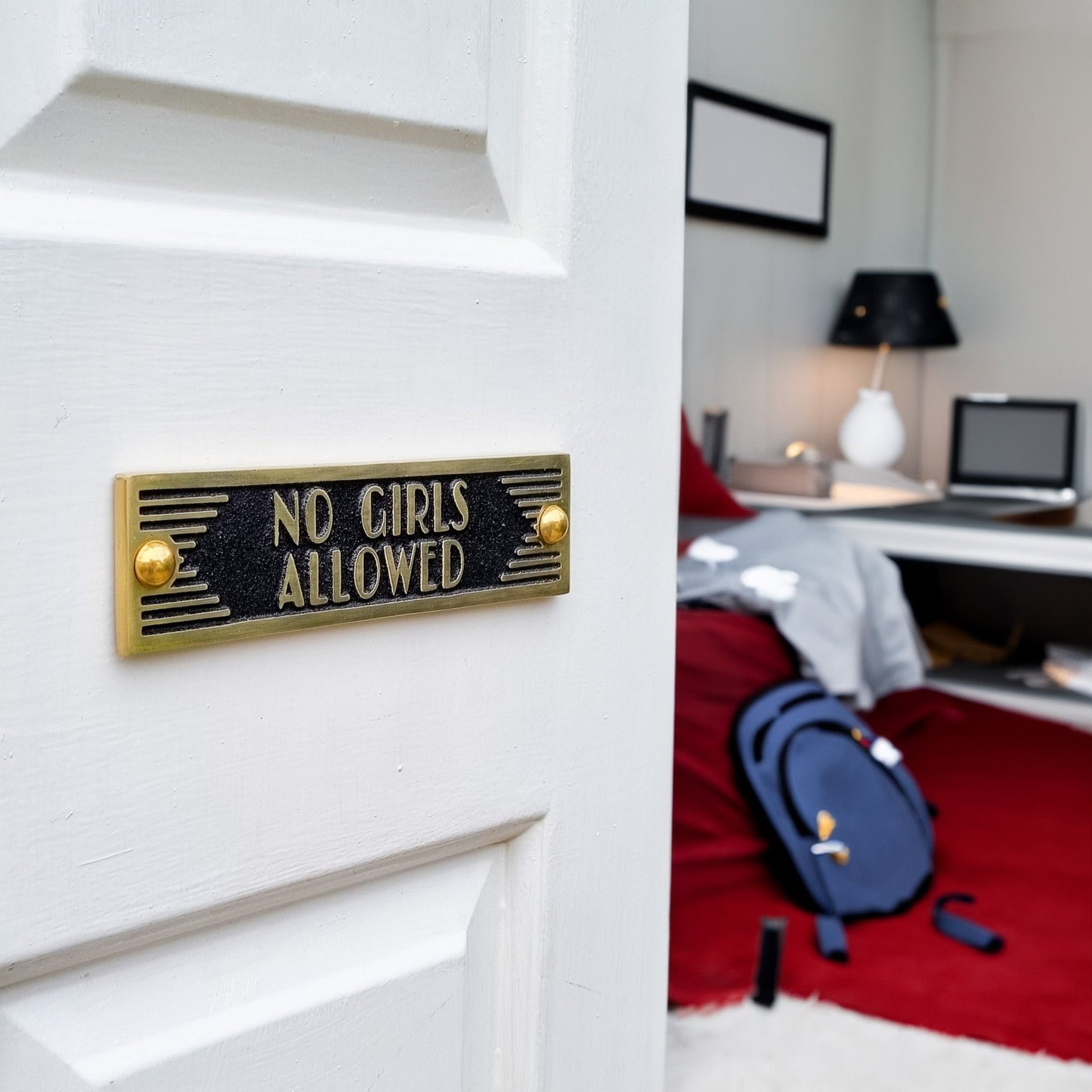 Art Deco 'No Girls Allowed' Door Sign - The Metal Foundry