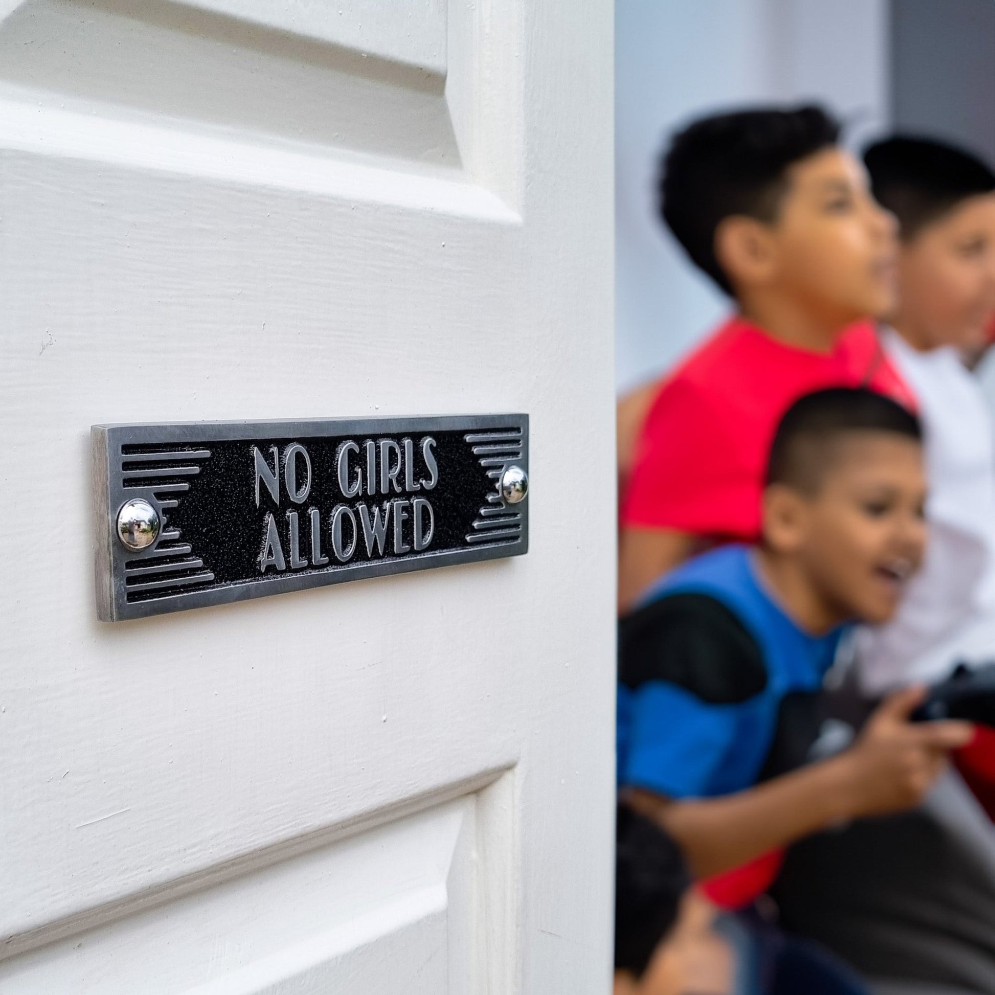 Art Deco 'No Girls Allowed' Door Sign - The Metal Foundry