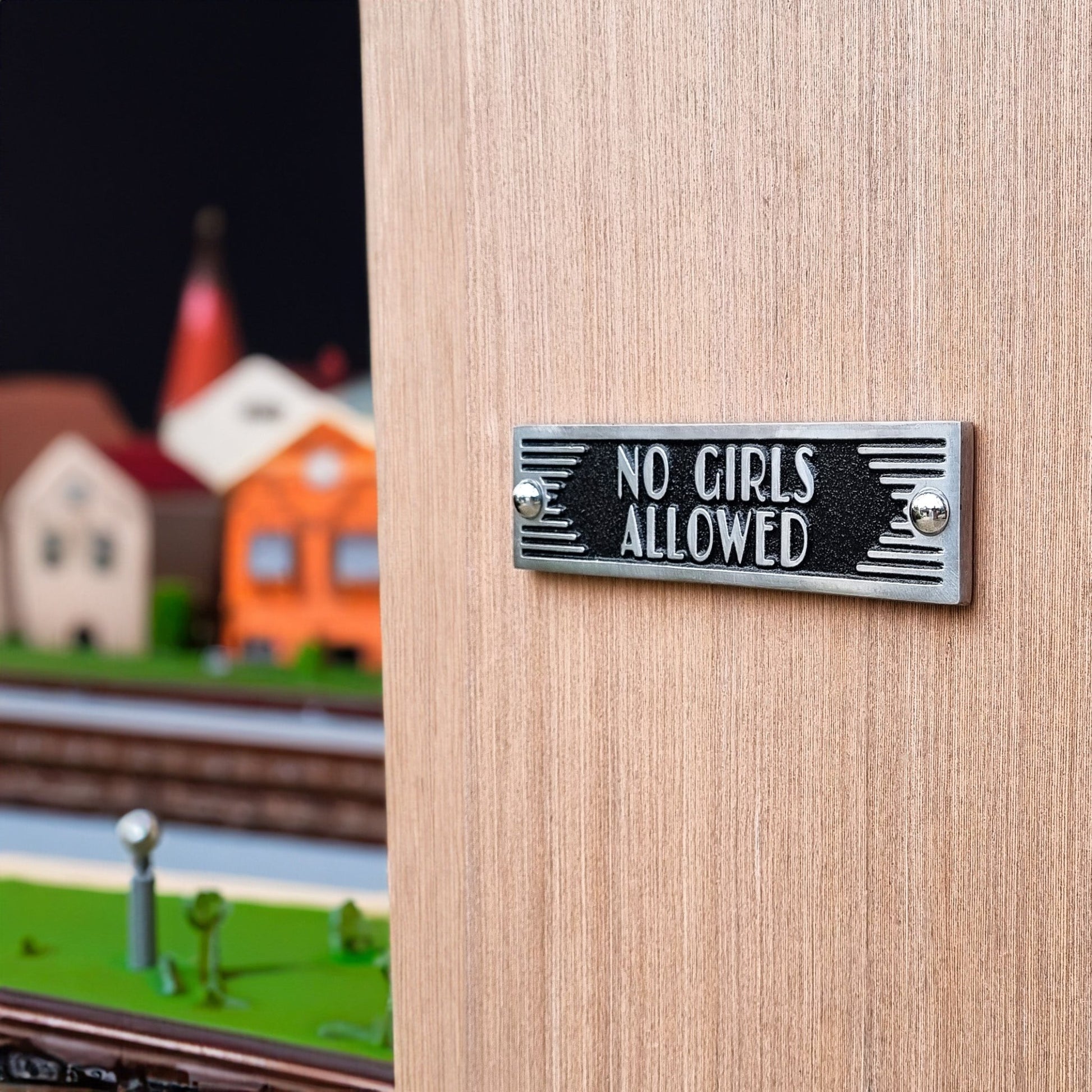 Art Deco 'No Girls Allowed' Door Sign - The Metal Foundry
