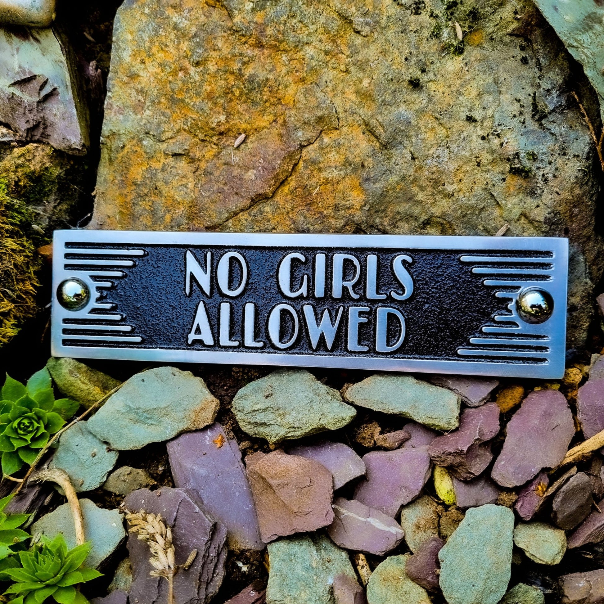 Art Deco 'No Girls Allowed' Door Sign - The Metal Foundry