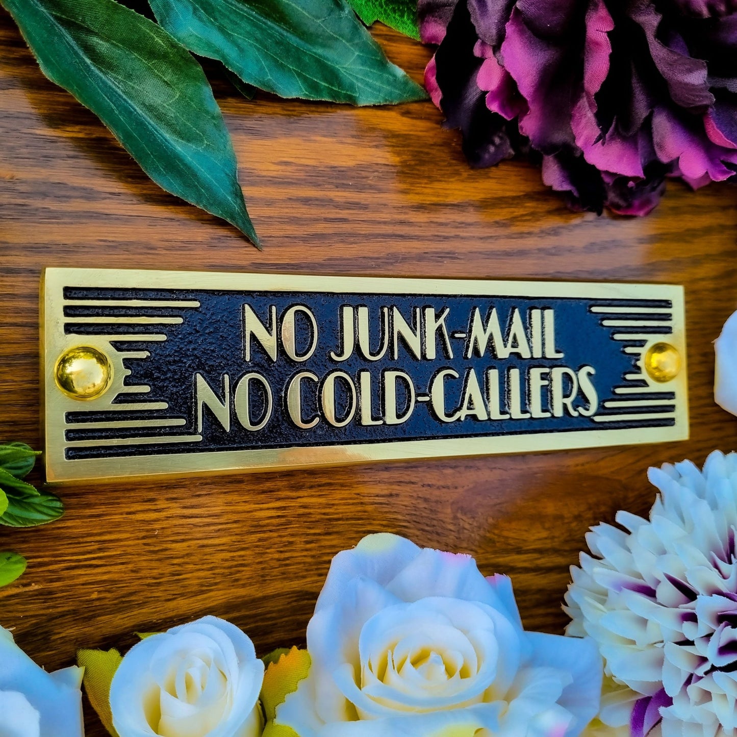 Art Deco 'No Junk Mail No Cold Callers' Door Sign - The Metal Foundry