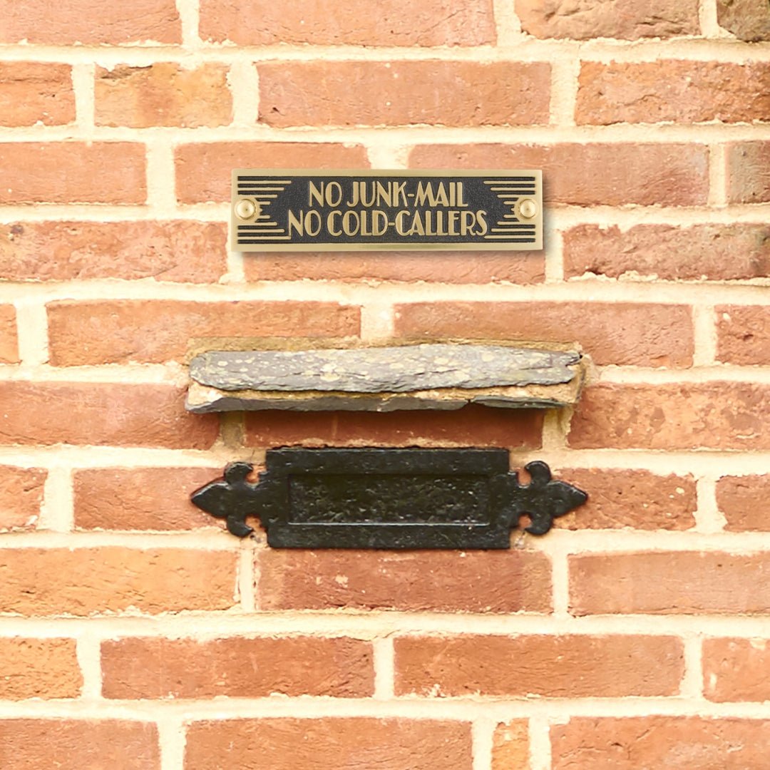 Art Deco 'No Junk Mail No Cold Callers' Door Sign - The Metal Foundry