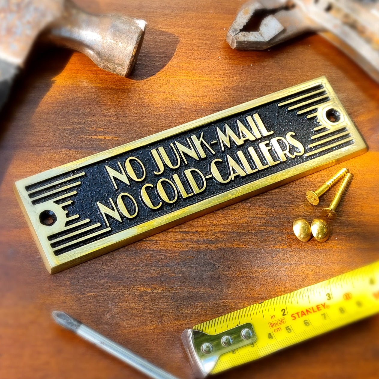 Art Deco 'No Junk Mail No Cold Callers' Door Sign - The Metal Foundry