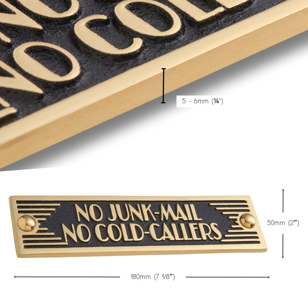 Art Deco 'No Junk Mail No Cold Callers' Door Sign - The Metal Foundry