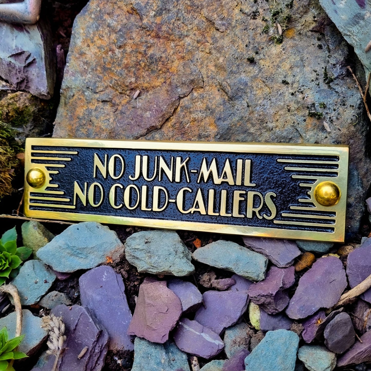 Art Deco 'No Junk Mail No Cold Callers' Door Sign - The Metal Foundry