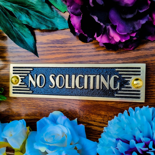 Art Deco 'No Soliciting' Sign - The Metal Foundry