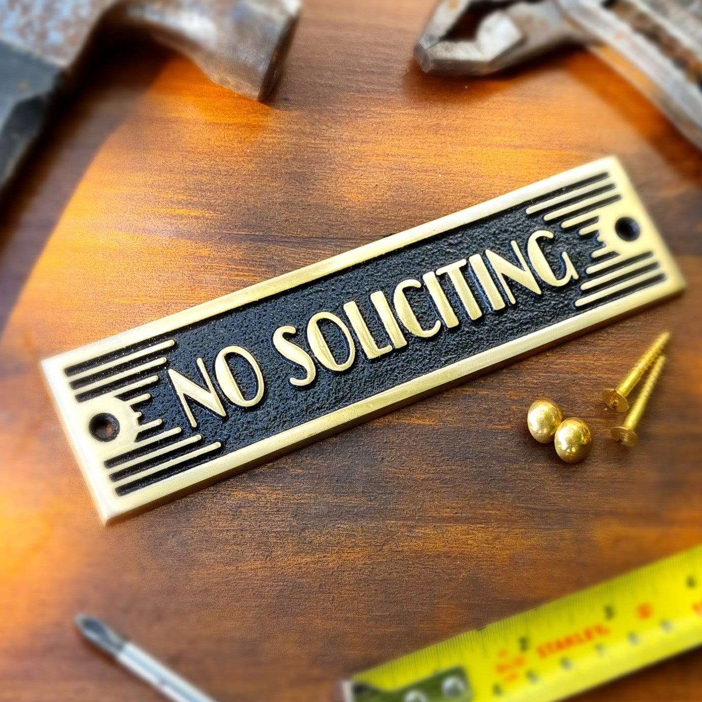 Art Deco 'No Soliciting' Sign - The Metal Foundry