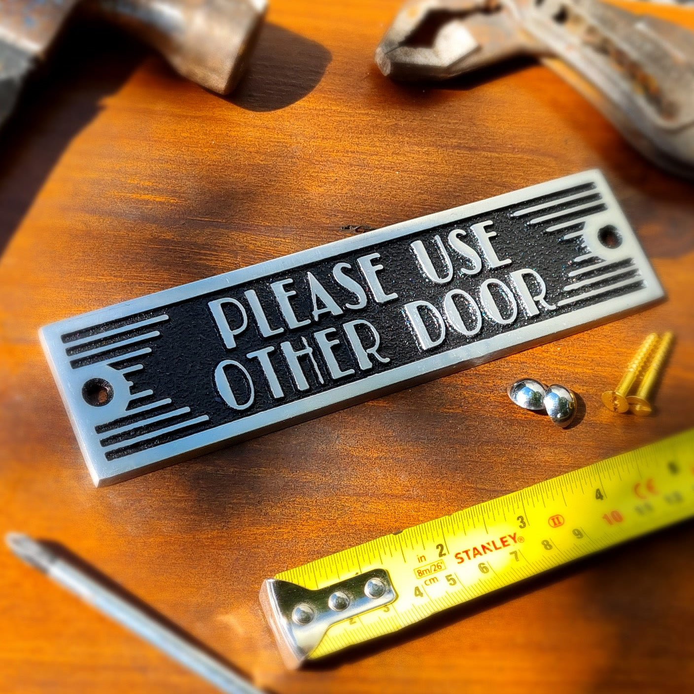 Art Deco 'Please use Other Door' Sign - The Metal Foundry