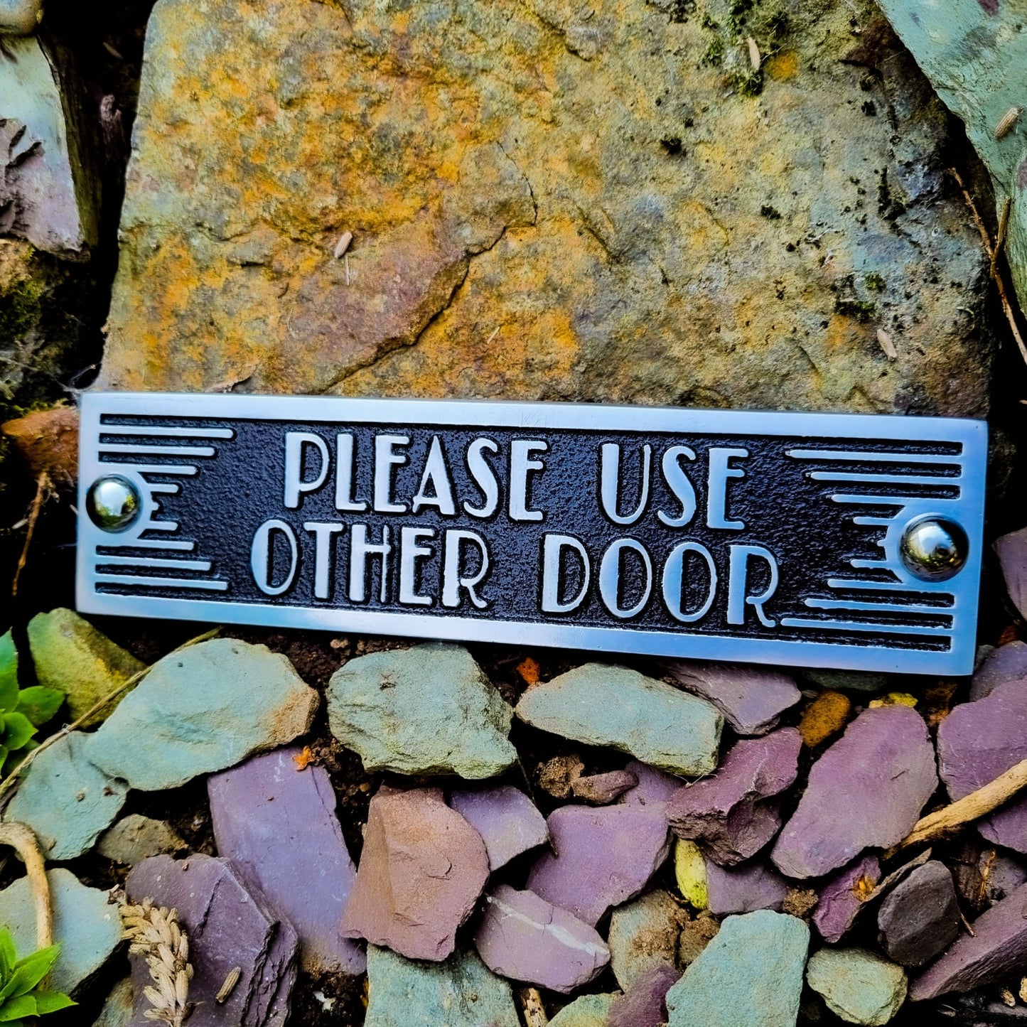 Art Deco 'Please use Other Door' Sign - The Metal Foundry
