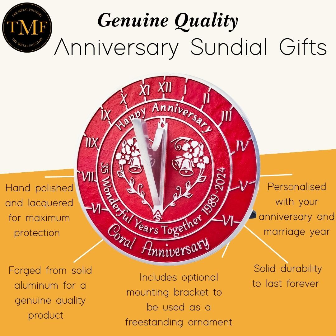 Coral 35th Anniversary Sundial Gift - The Metal Foundry