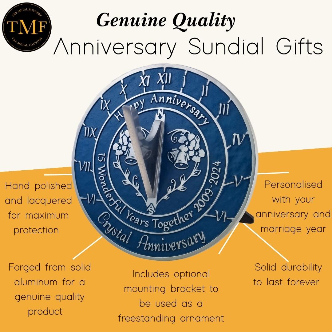 Crystal 15th Anniversary Sundial Gift - The Metal Foundry