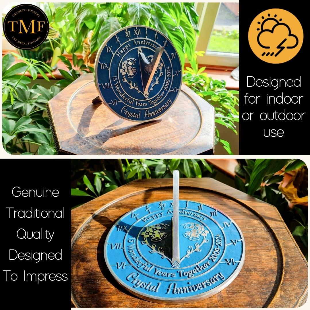 Crystal 15th Anniversary Sundial Gift - The Metal Foundry