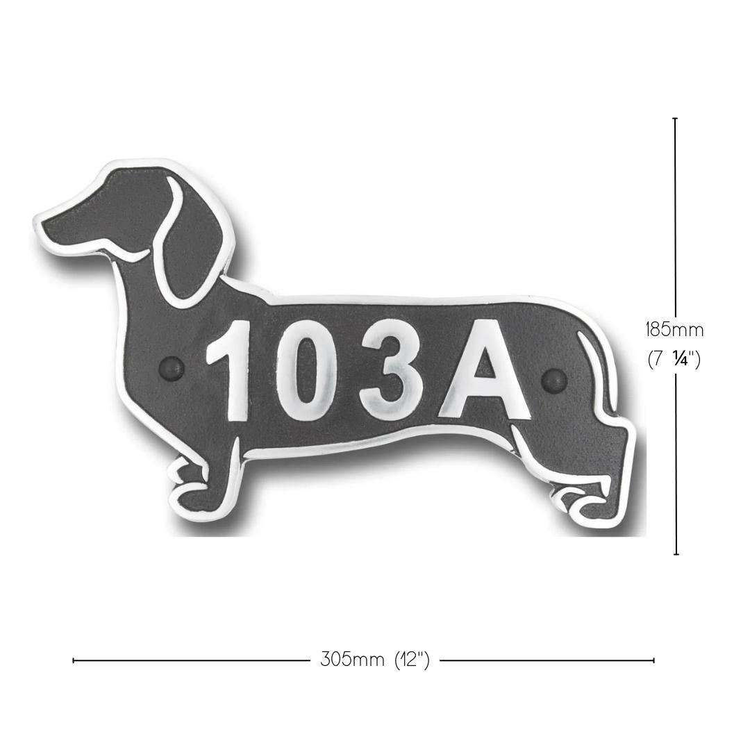 Dachshund House Number Plaque - The Metal Foundry