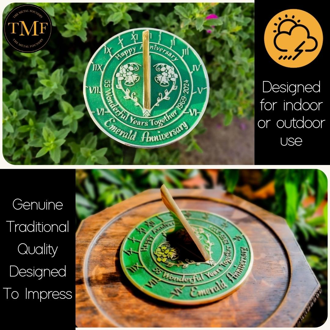 Emerald 55th Anniversary Sundial Gift - The Metal Foundry