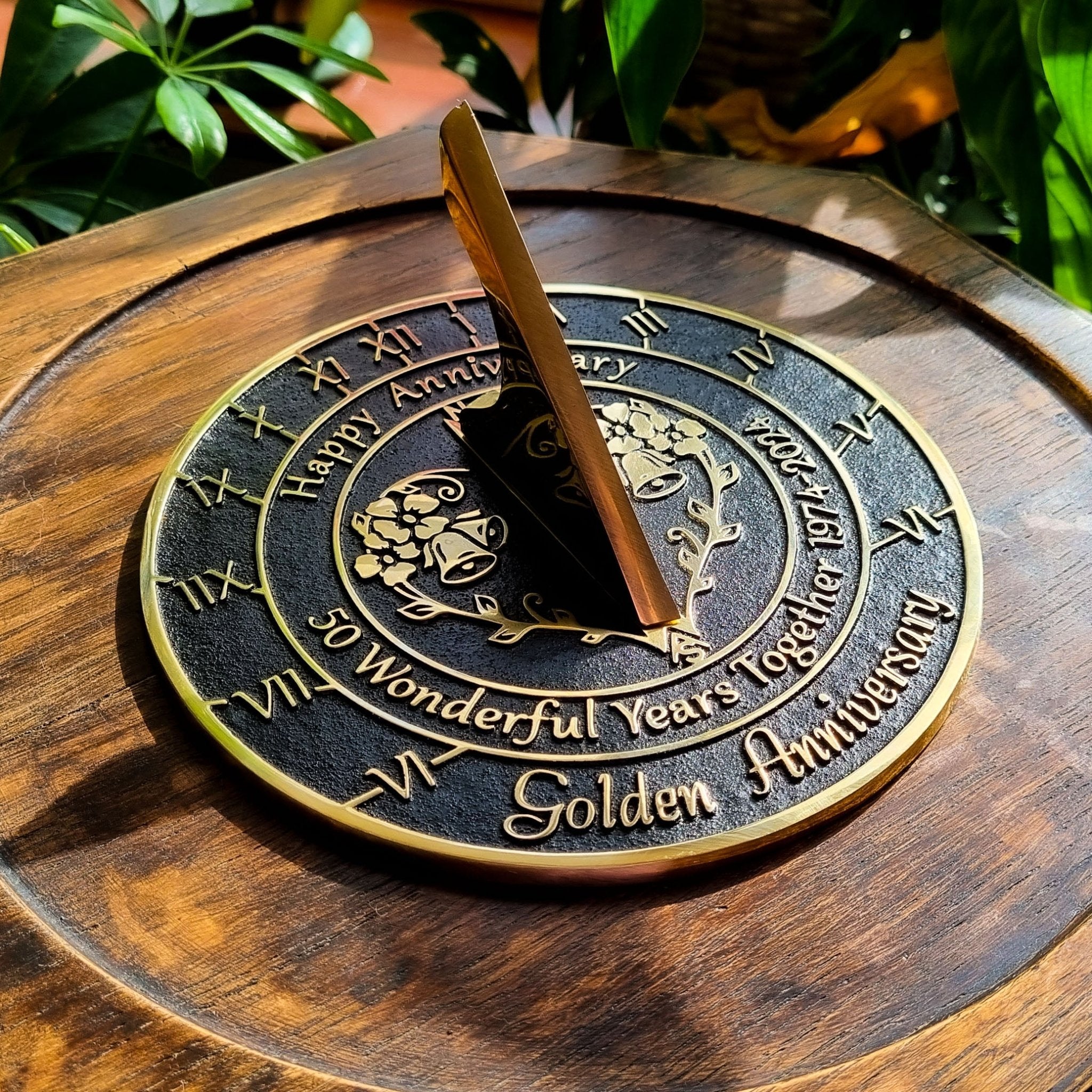Golden 50th Anniversary Sundial Gift - The Metal Foundry