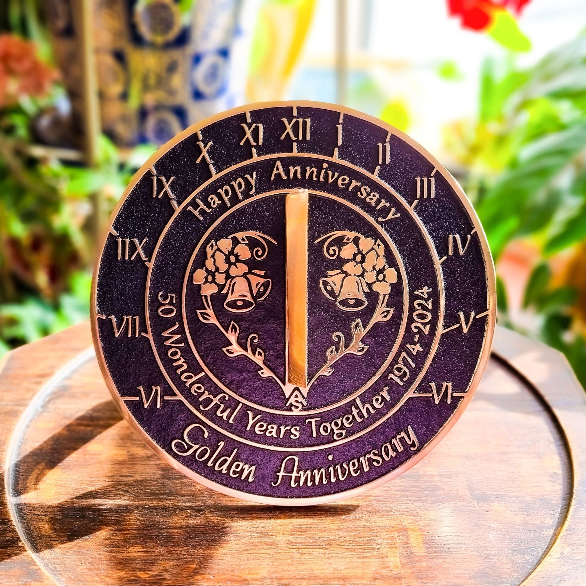 Golden 50th Anniversary Sundial Gift - The Metal Foundry