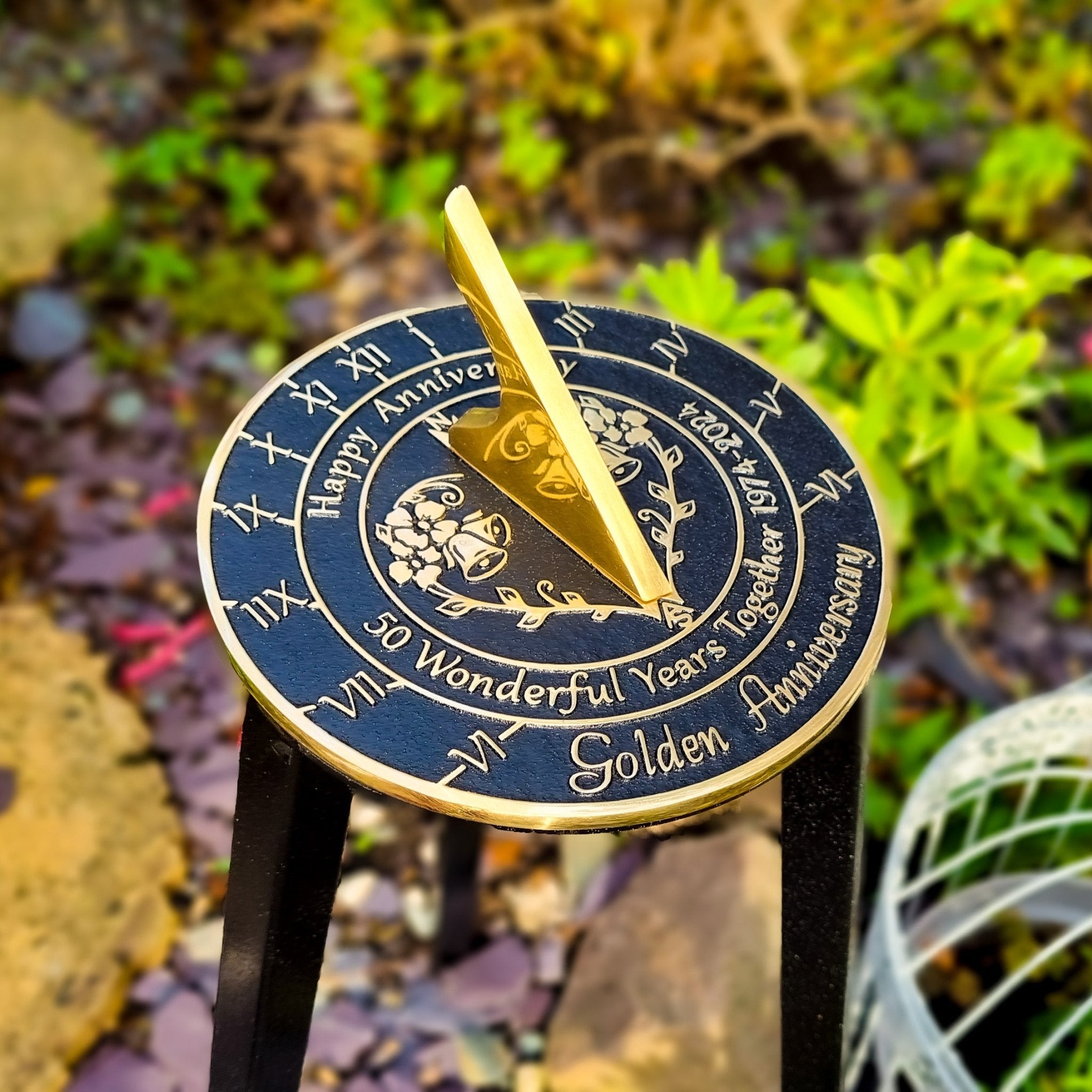 Golden 50th Anniversary Sundial Gift - The Metal Foundry