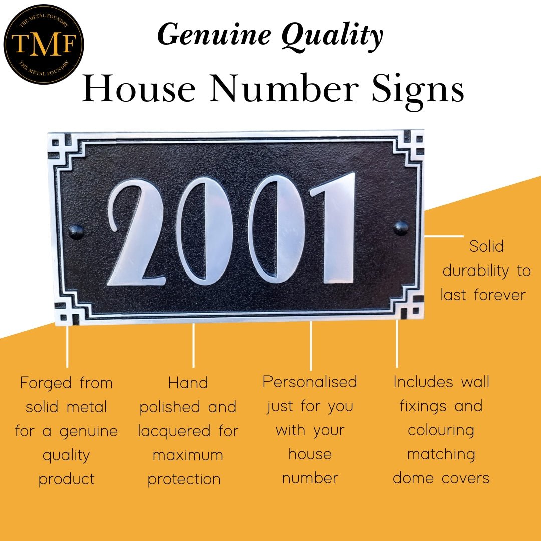Large Cubic Art Deco House Number Sign - The Metal Foundry