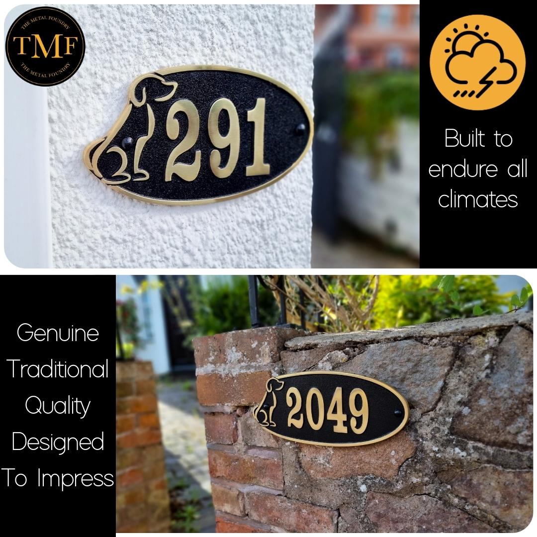 Large Dog Lovers House Number Sign - The Metal Foundry