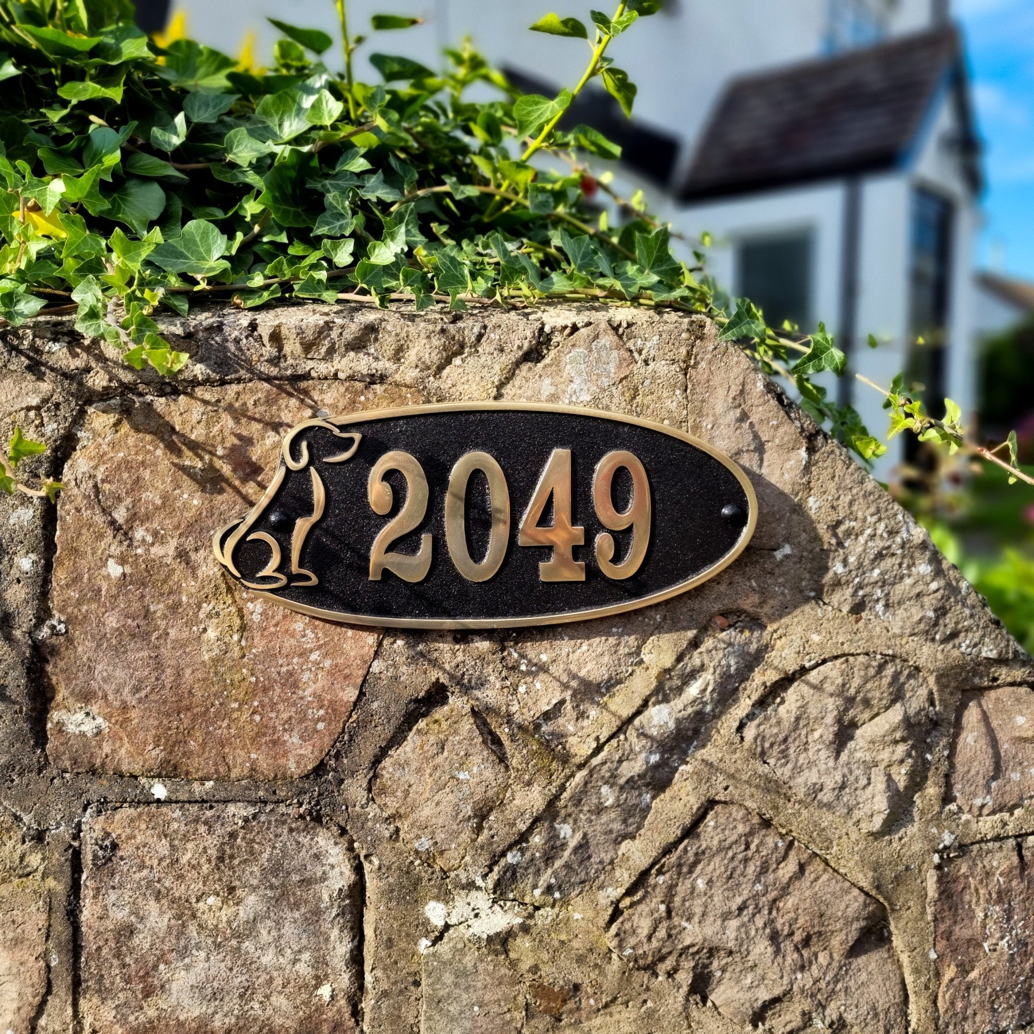 Large Dog Lovers House Number Sign - The Metal Foundry