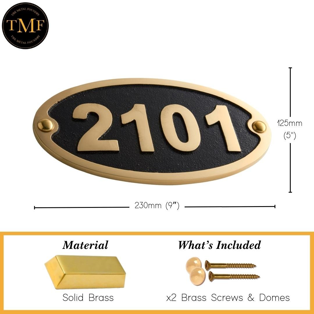 Large Oval Traditional House Number Sign - The Metal Foundry