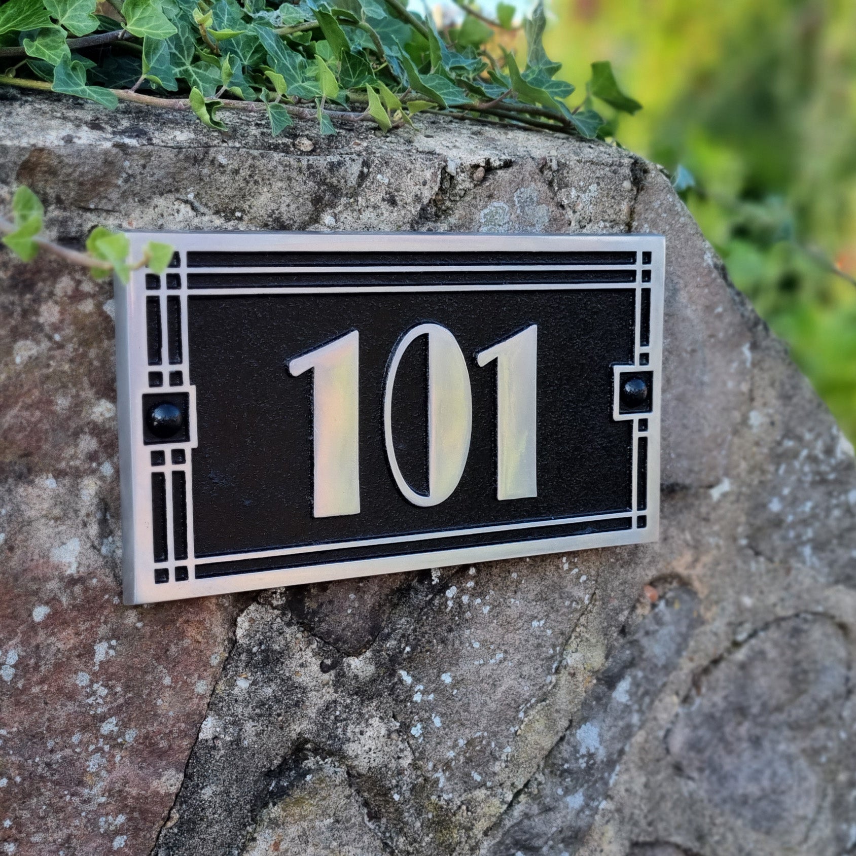 Medium Linear Art Deco House Number Sign - The Metal Foundry