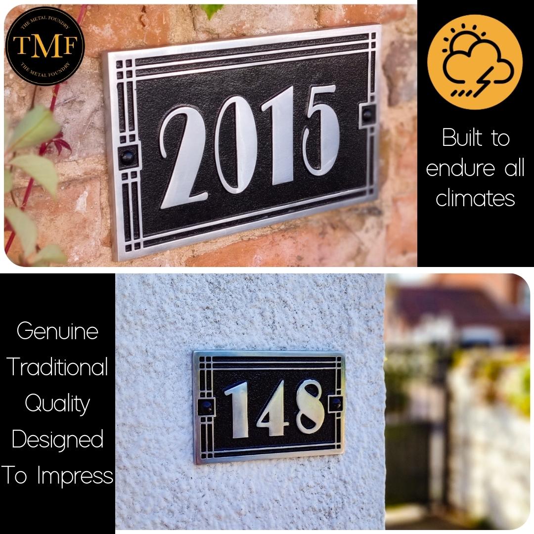 Medium Linear Art Deco House Number Sign - The Metal Foundry