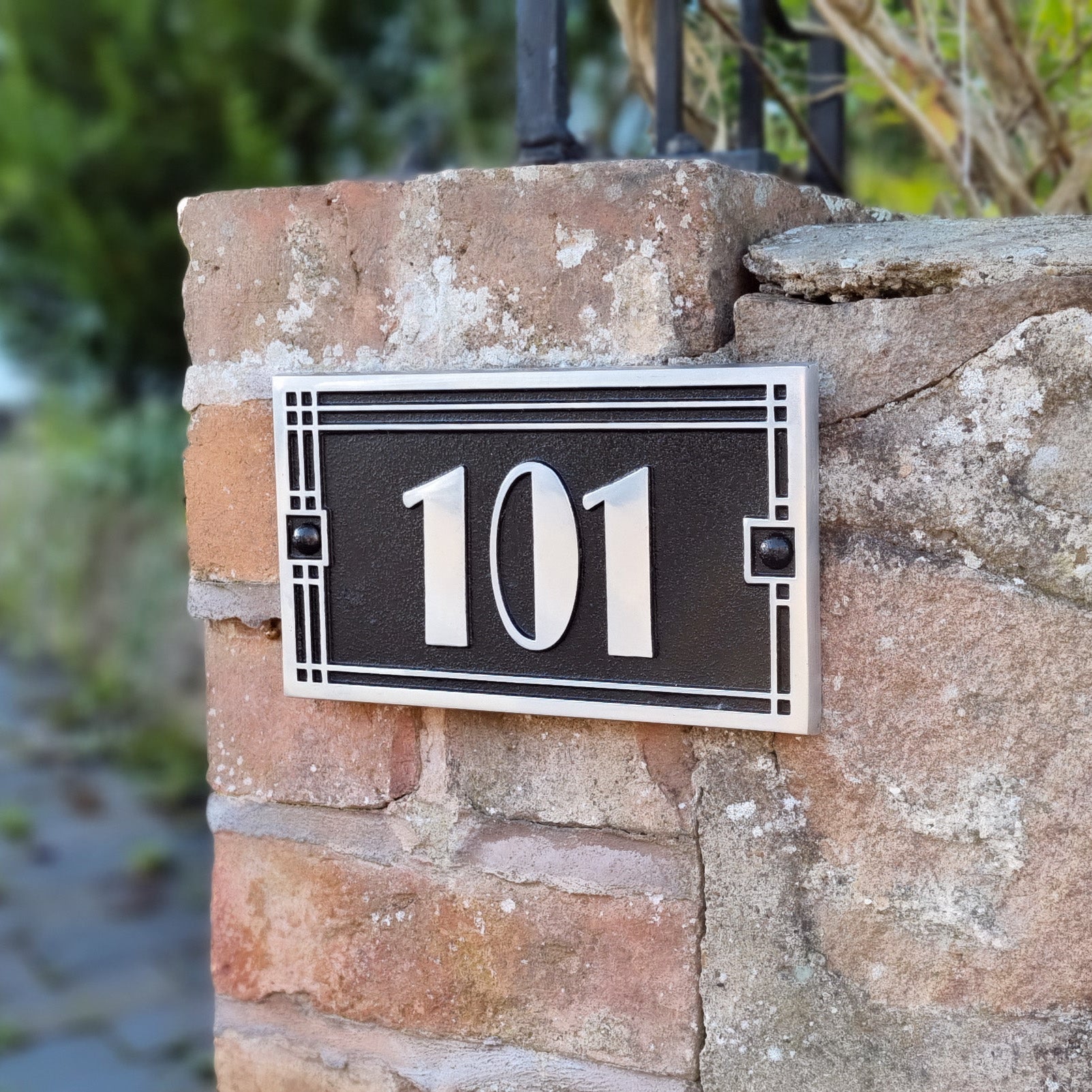 Medium Linear Art Deco House Number Sign - The Metal Foundry