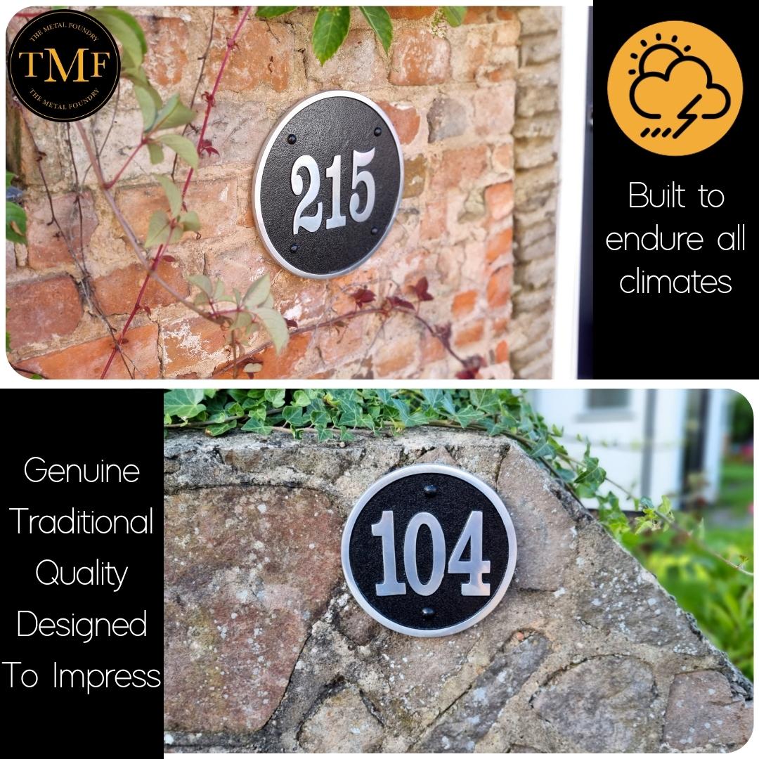 Medium Round Modern Style House Number Sign - The Metal Foundry