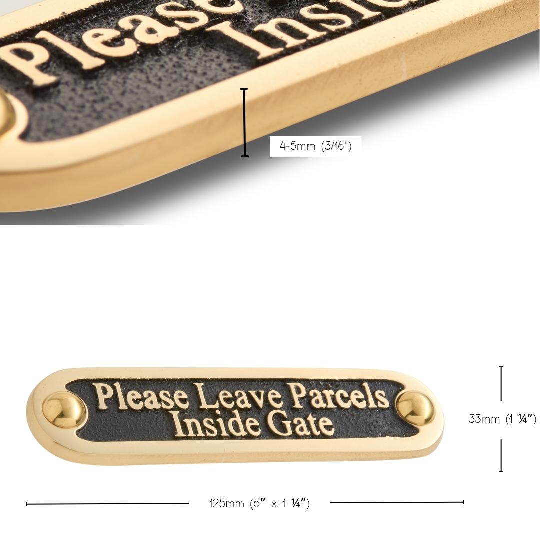 'Please Leave Parcels Inside Gate' Sign - The Metal Foundry