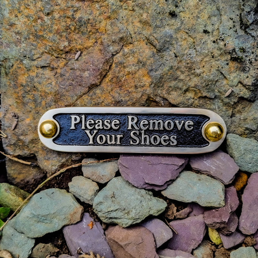 'Please Remove Your Shoes' Sign - The Metal Foundry