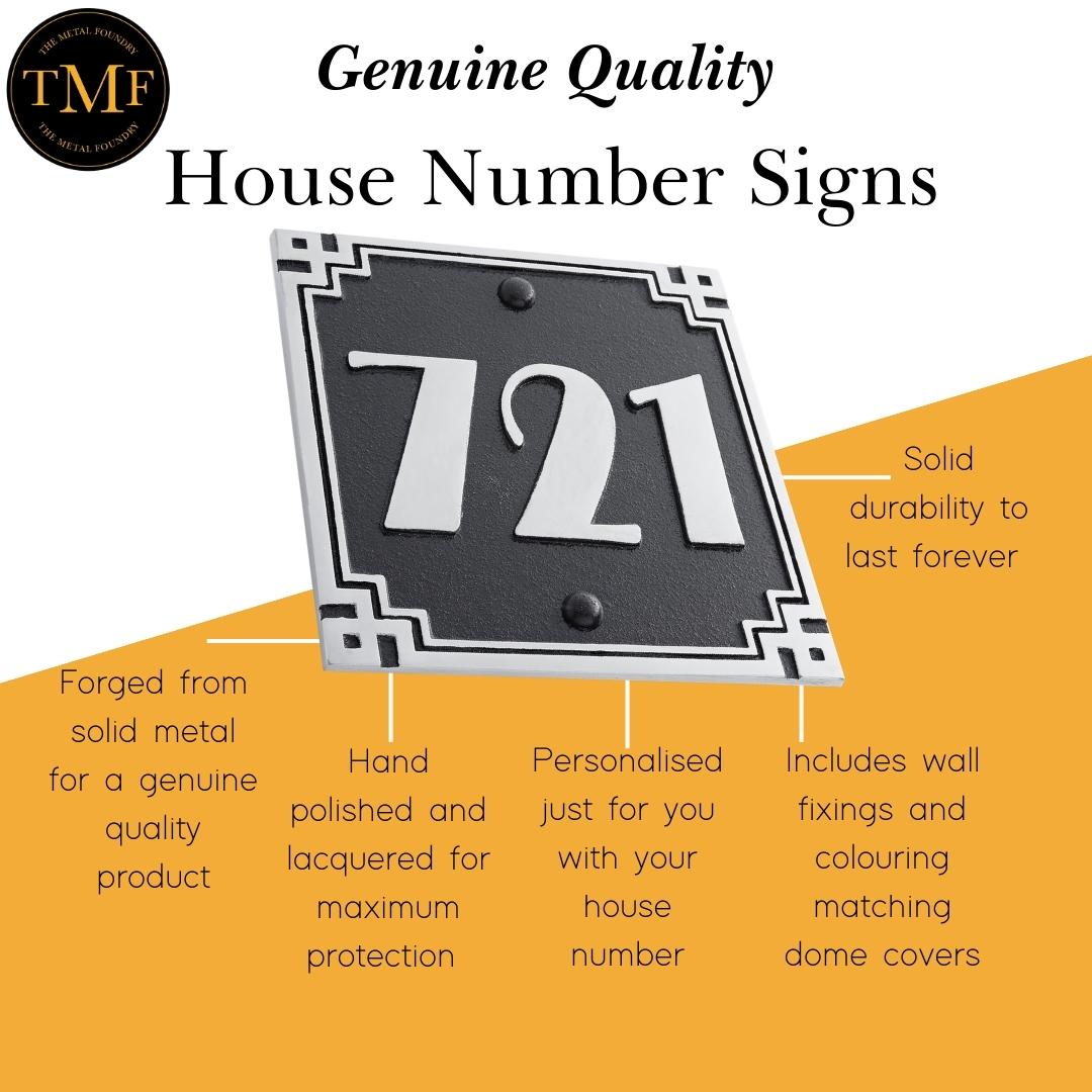 Regular Cubic Art Deco House Number Sign - The Metal Foundry