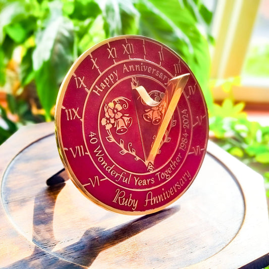 Ruby 40th Anniversary Sundial Gift - The Metal Foundry