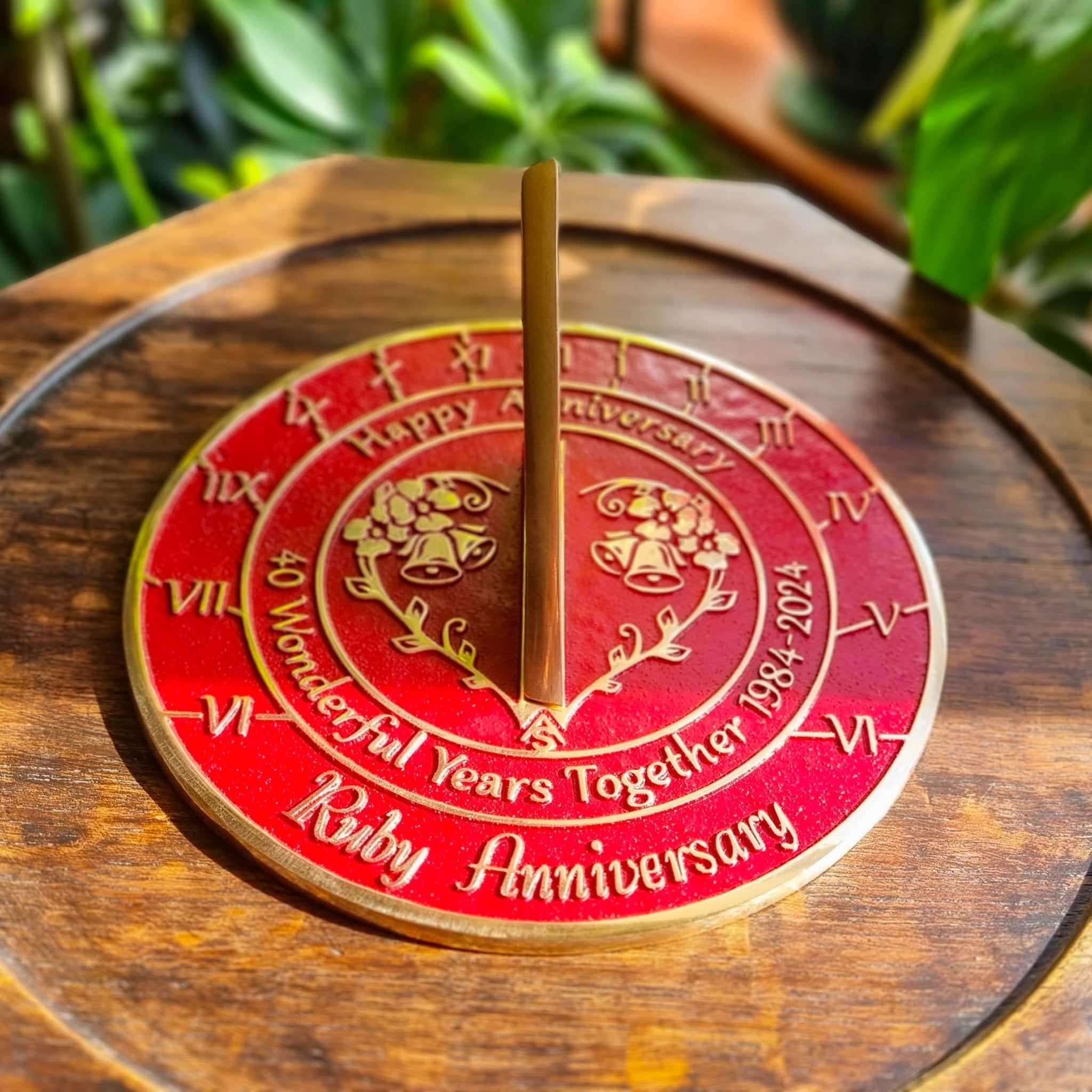 Ruby 40th Anniversary Sundial Gift - The Metal Foundry