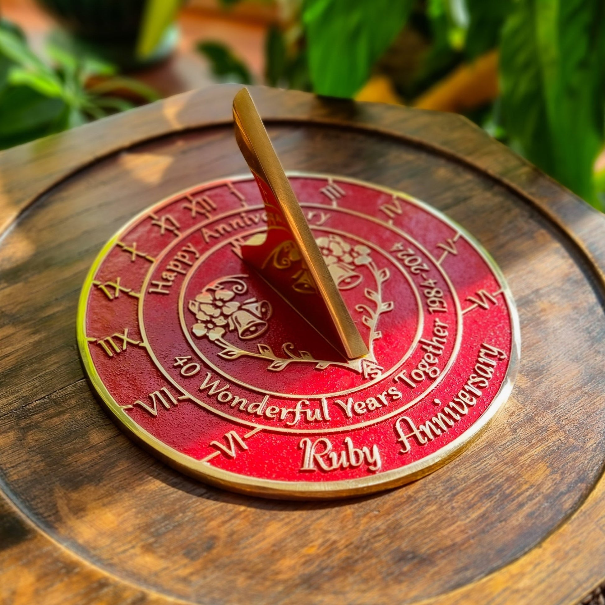 Ruby 40th Anniversary Sundial Gift - The Metal Foundry