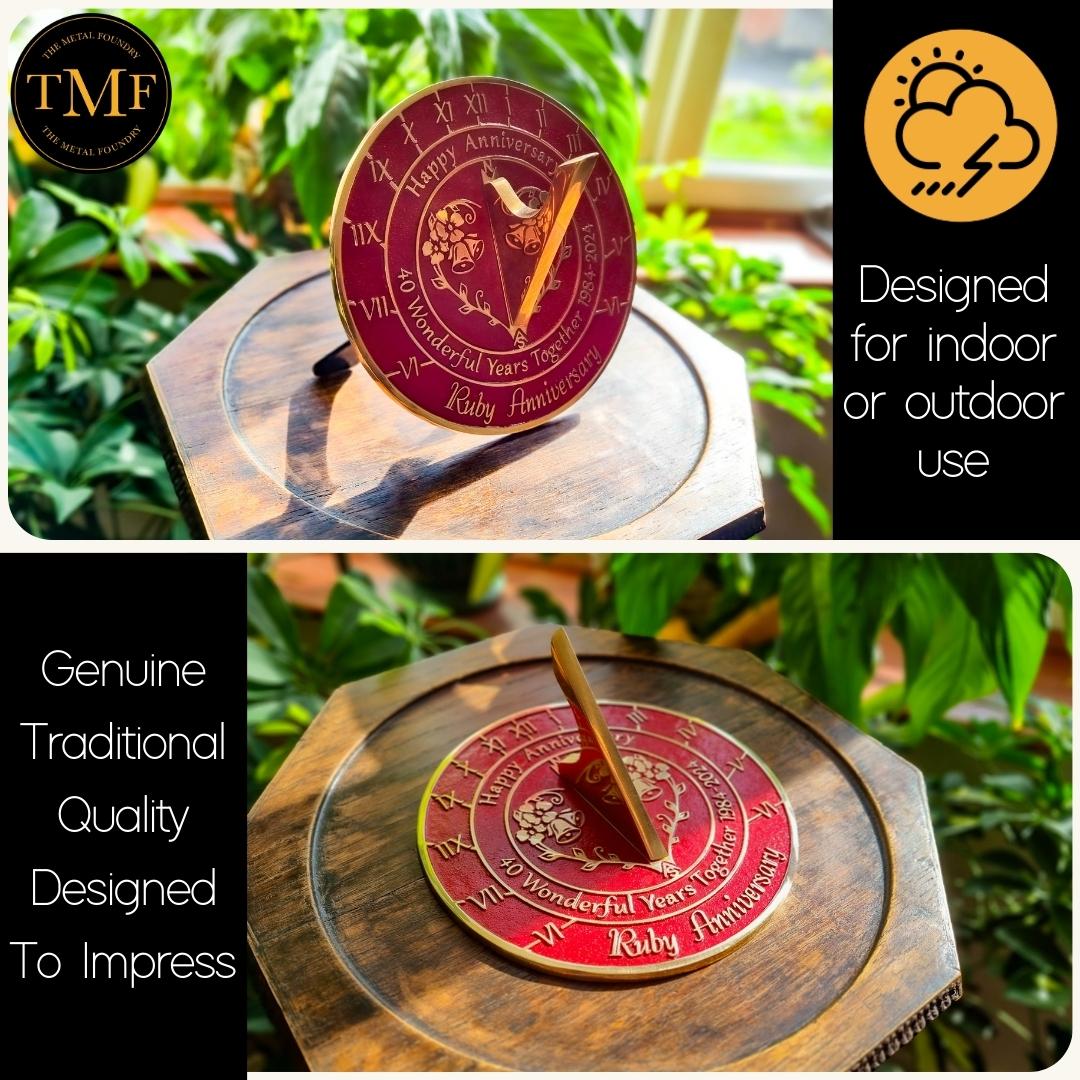 Ruby 40th Anniversary Sundial Gift - The Metal Foundry