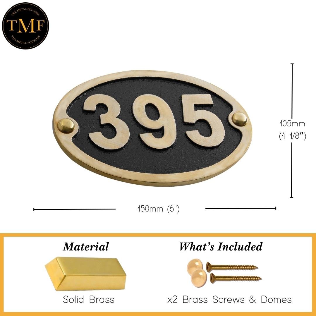 Small Oval Traditional House Number Sign - The Metal Foundry